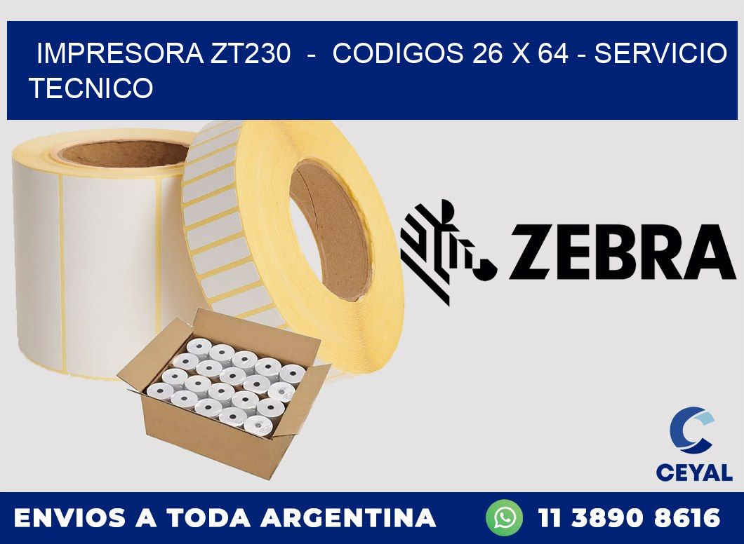 IMPRESORA ZT230  -  CODIGOS 26 x 64 - SERVICIO TECNICO