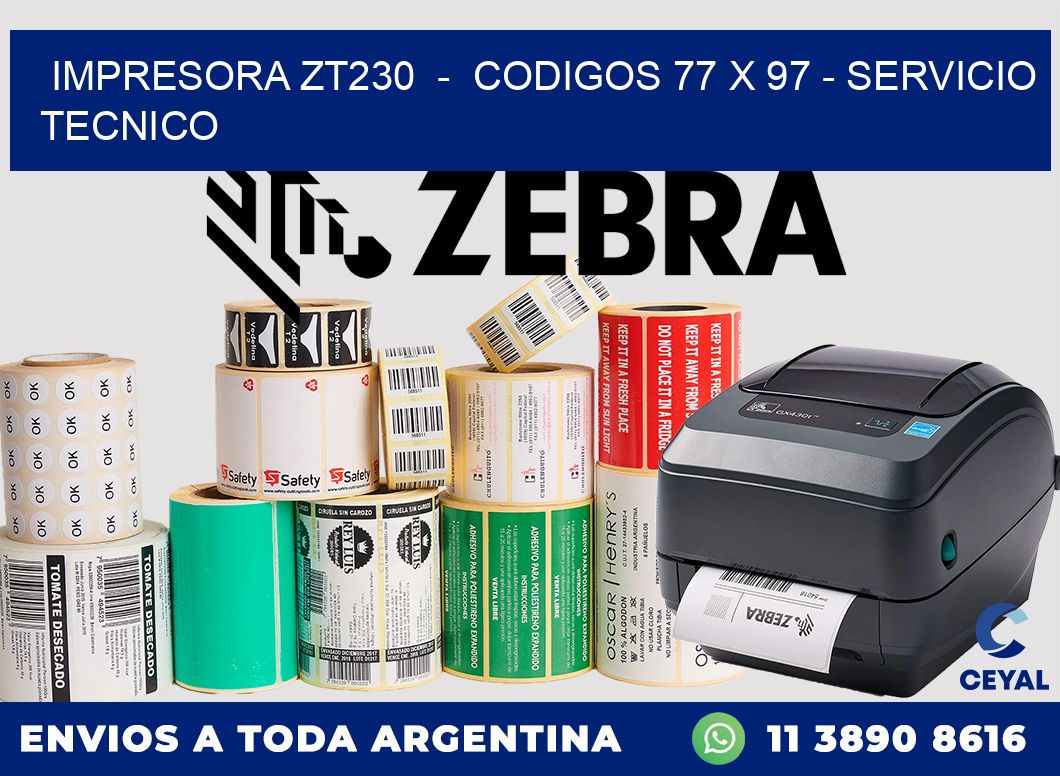IMPRESORA ZT230  -  CODIGOS 77 x 97 - SERVICIO TECNICO