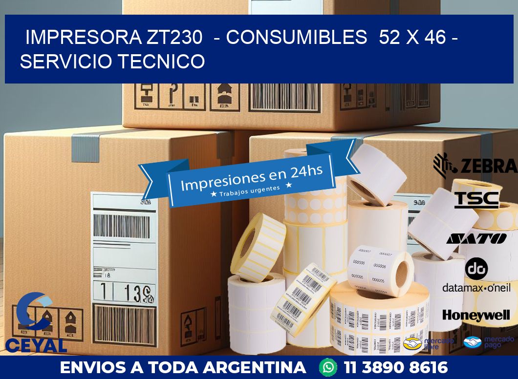 IMPRESORA ZT230  - CONSUMIBLES  52 x 46 - SERVICIO TECNICO
