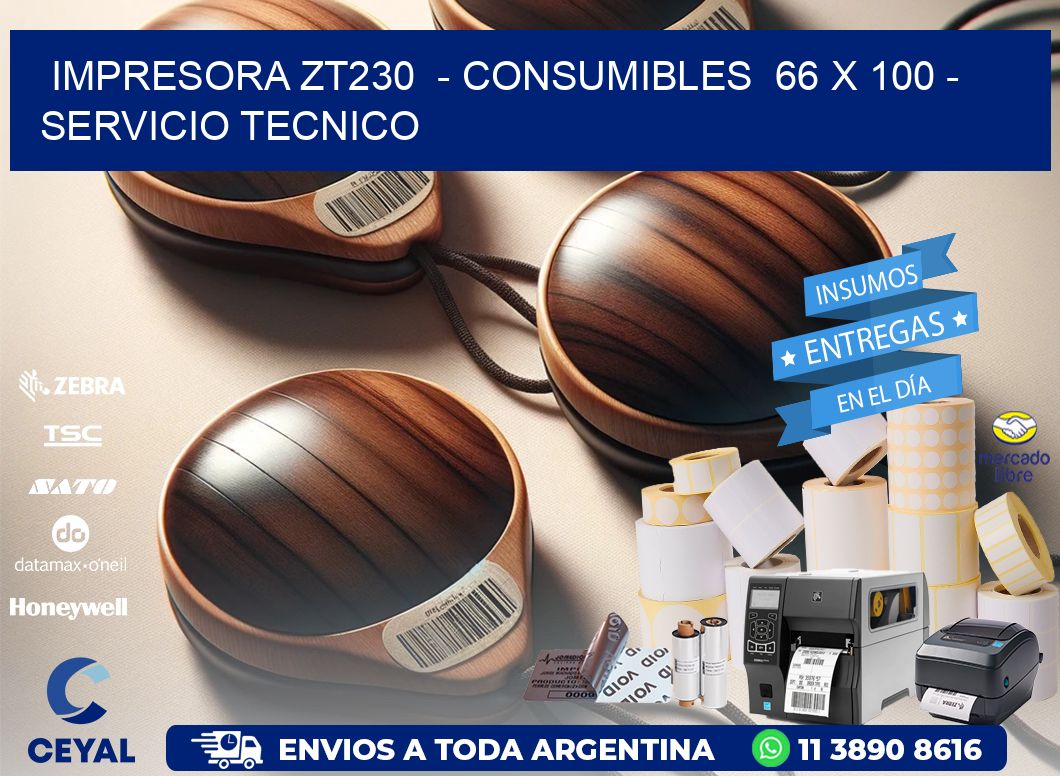 IMPRESORA ZT230  - CONSUMIBLES  66 x 100 - SERVICIO TECNICO