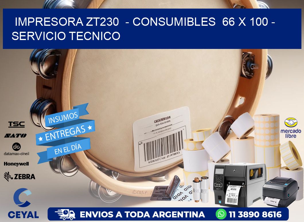 IMPRESORA ZT230  - CONSUMIBLES  66 x 100 - SERVICIO TECNICO