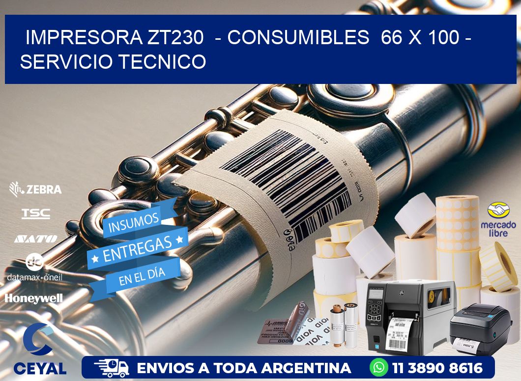 IMPRESORA ZT230  - CONSUMIBLES  66 x 100 - SERVICIO TECNICO