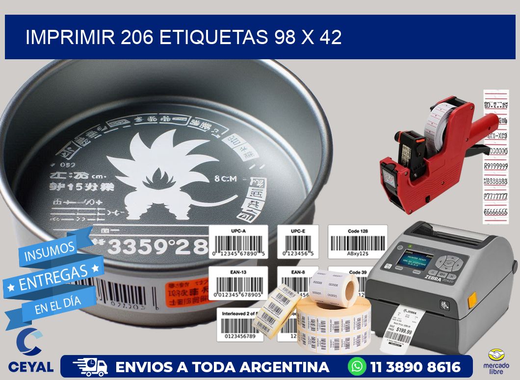 IMPRIMIR 206 ETIQUETAS 98 x 42