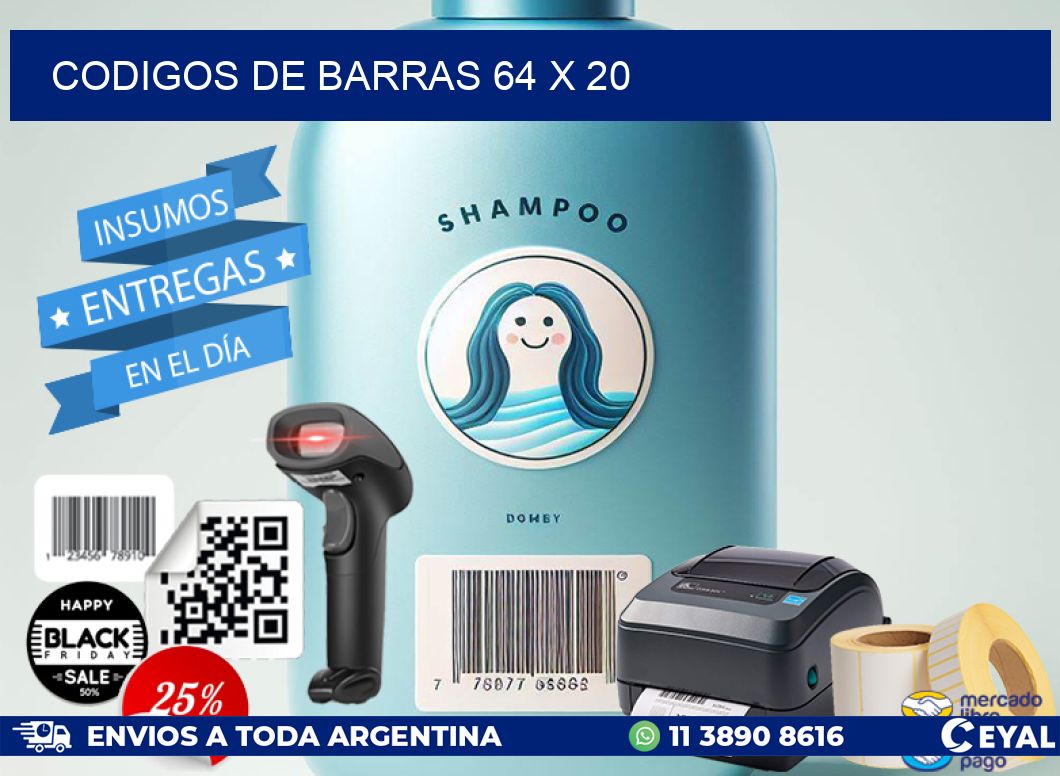 codigos de barras 64 x 20