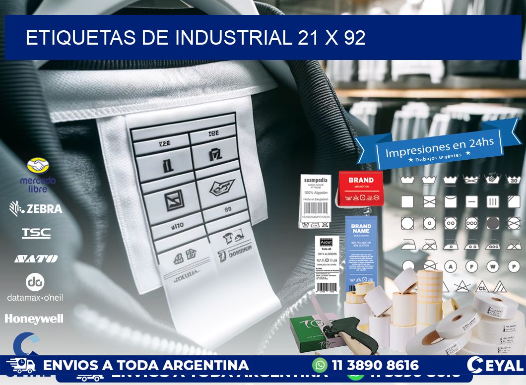 etiquetas de industrial 21 x 92