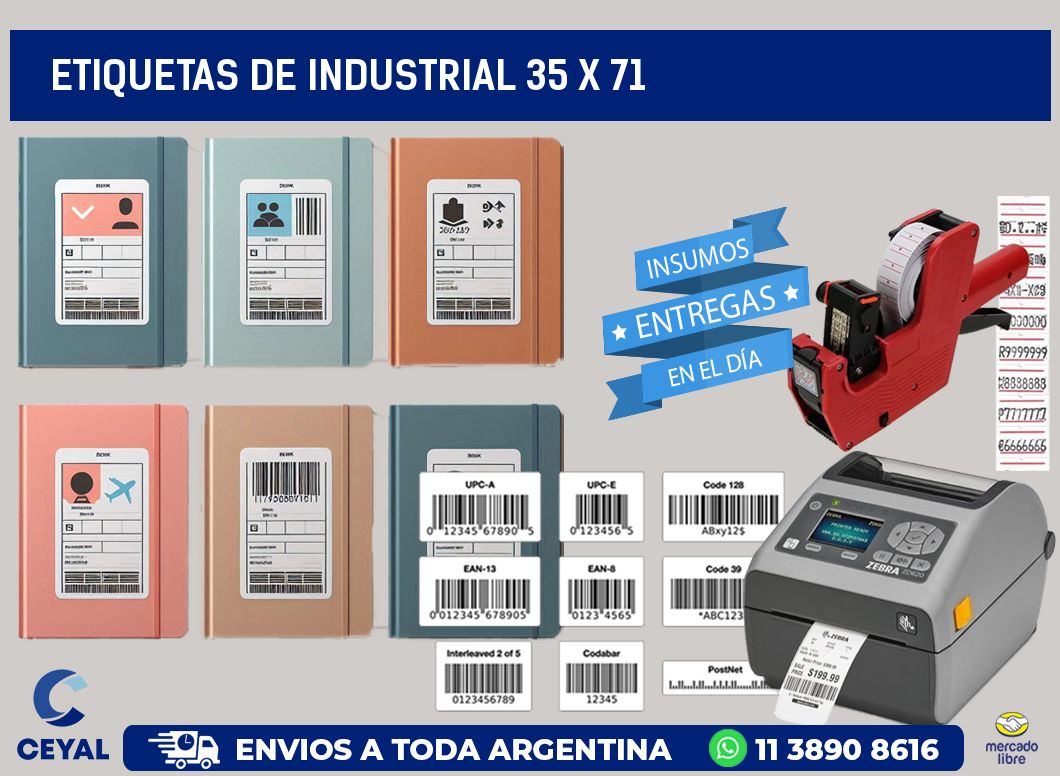 etiquetas de industrial 35 x 71