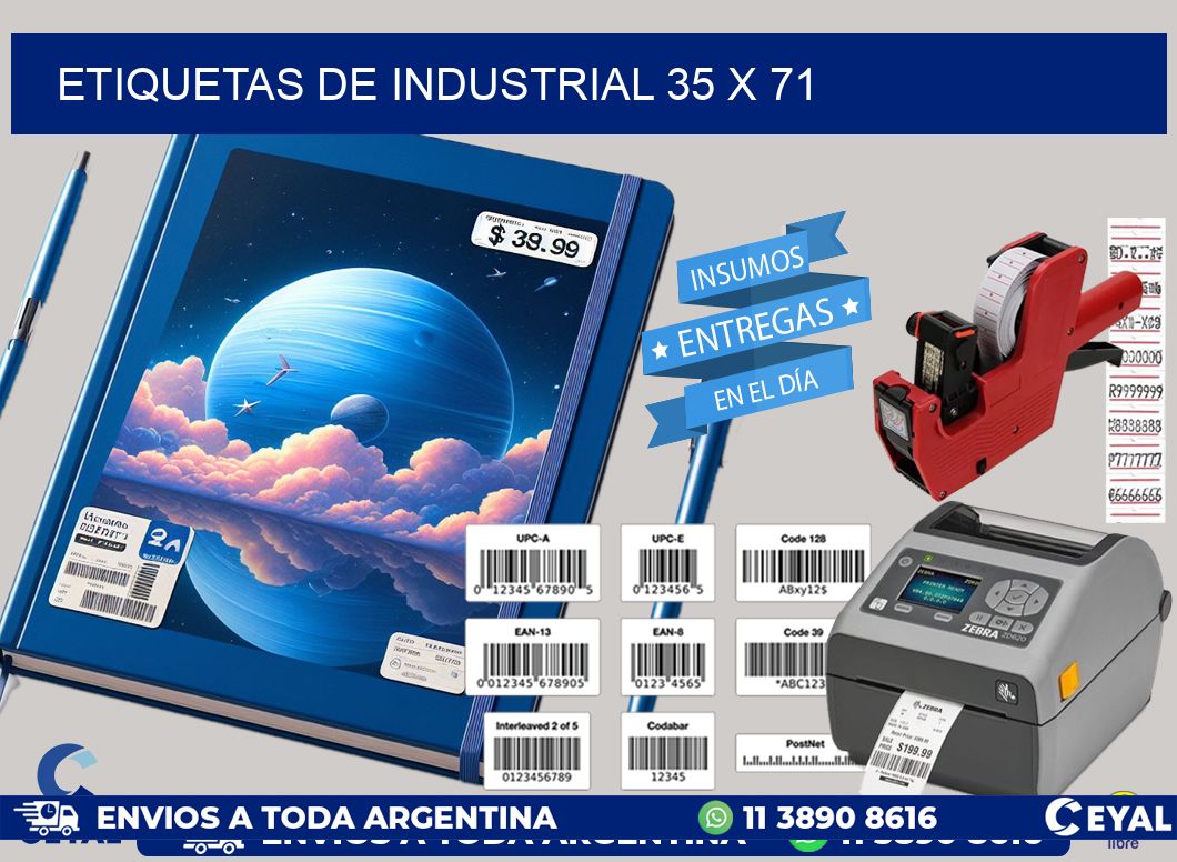 etiquetas de industrial 35 x 71