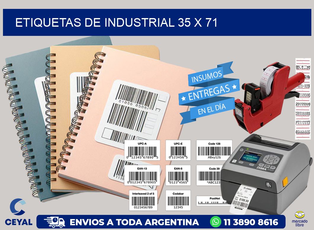 etiquetas de industrial 35 x 71