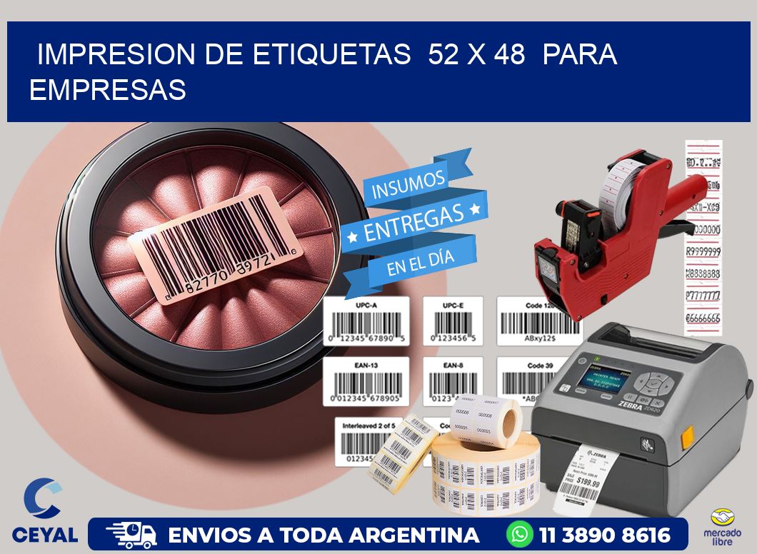 impresion de etiquetas  52 x 48  para empresas