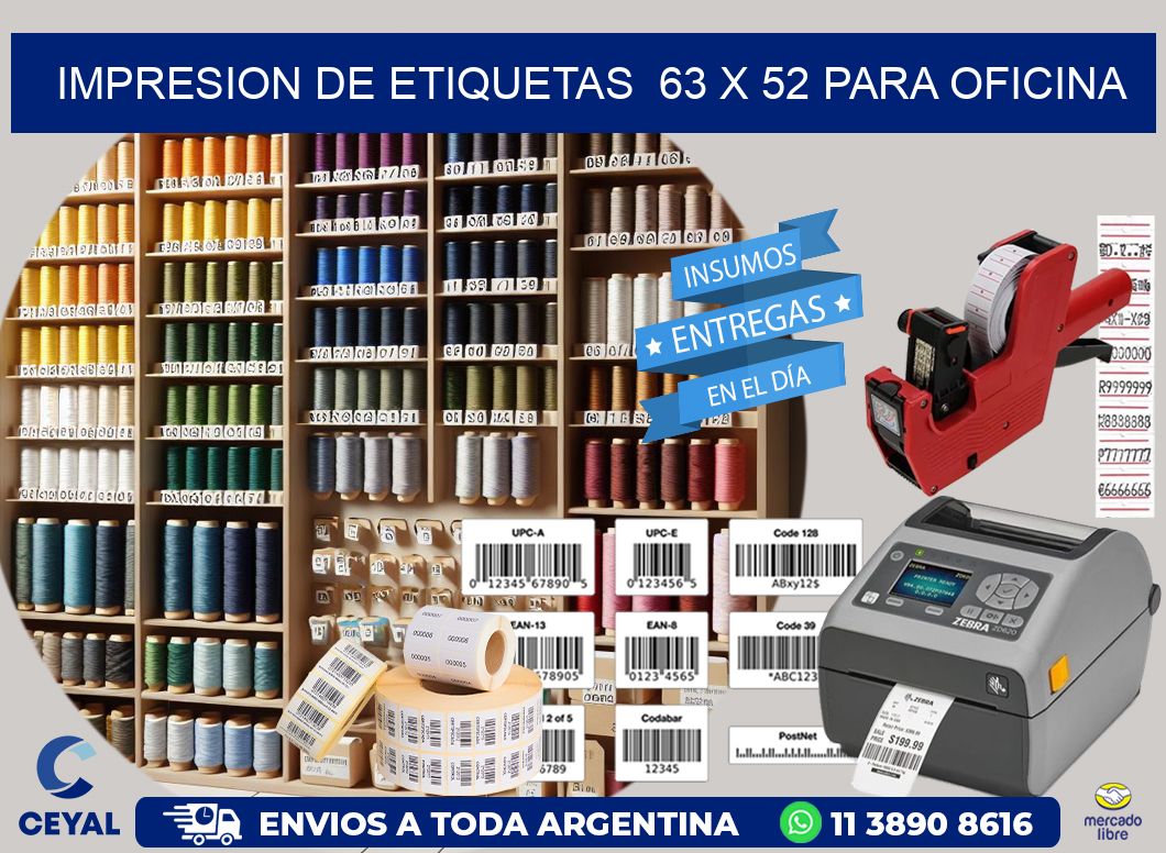 impresion de etiquetas 63 x 52 para oficina