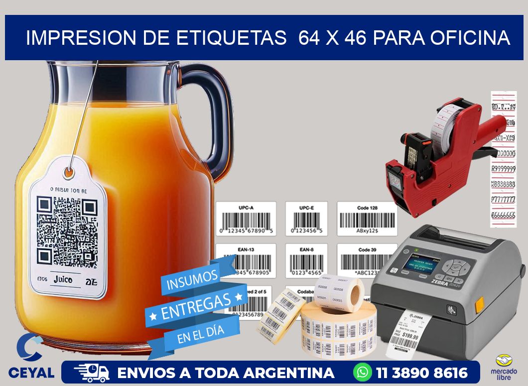 impresion de etiquetas  64 x 46 para oficina