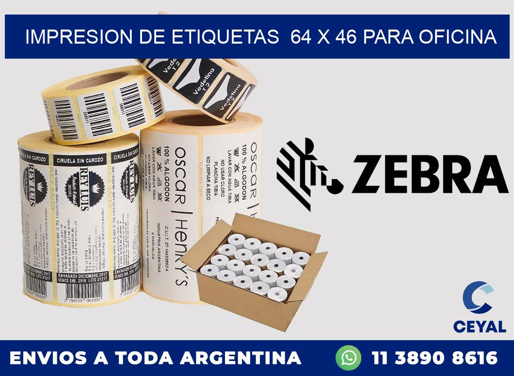 impresion de etiquetas  64 x 46 para oficina