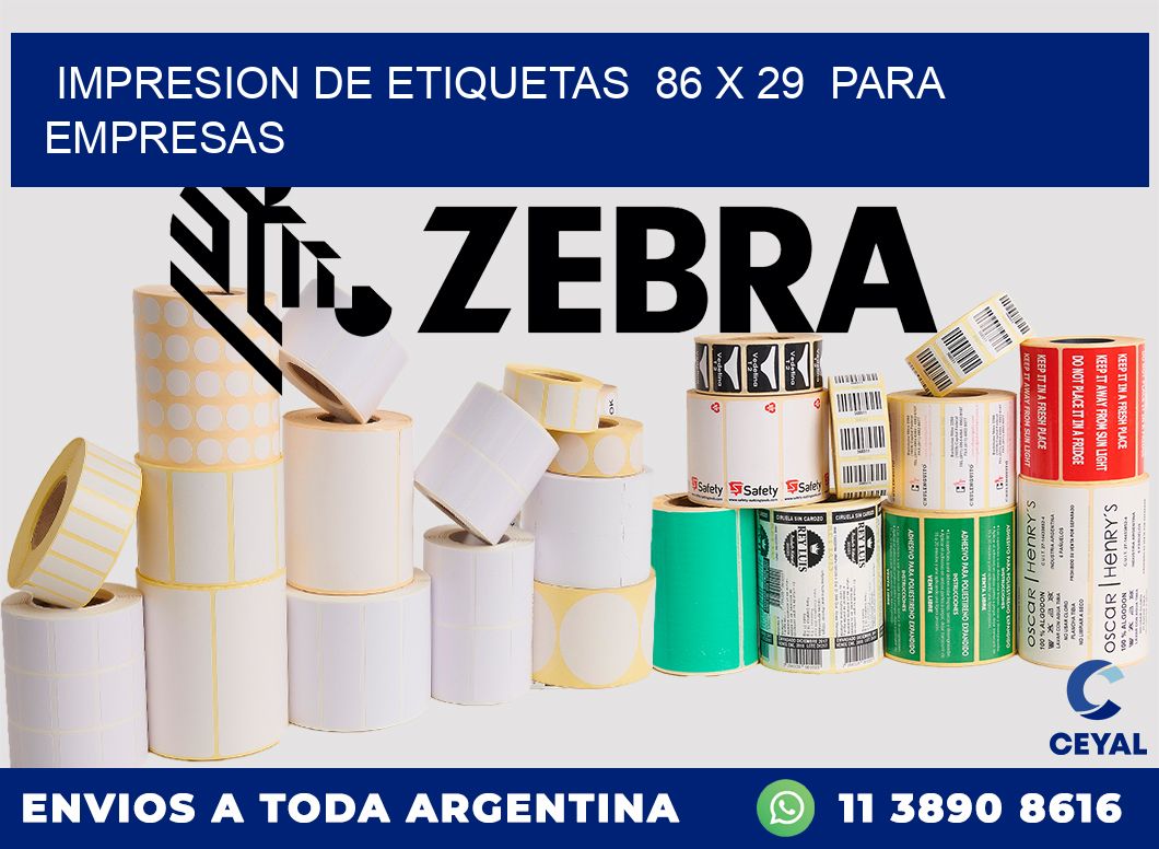 impresion de etiquetas  86 x 29  para empresas