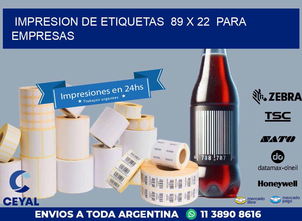 impresion de etiquetas  89 x 22  para empresas