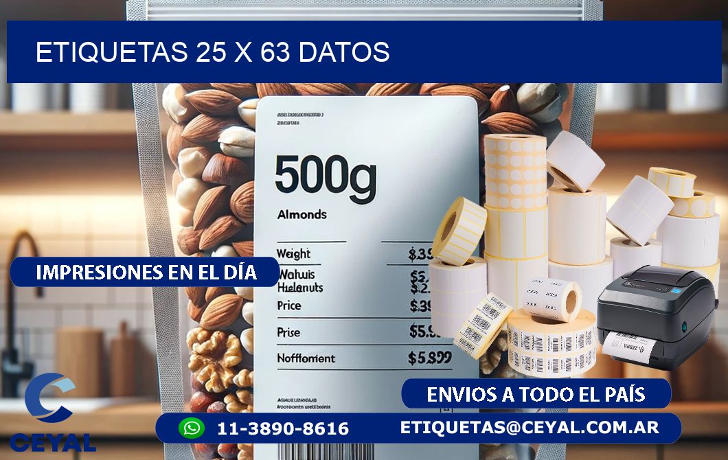 ETIQUETAS 25 x 63 DATOS