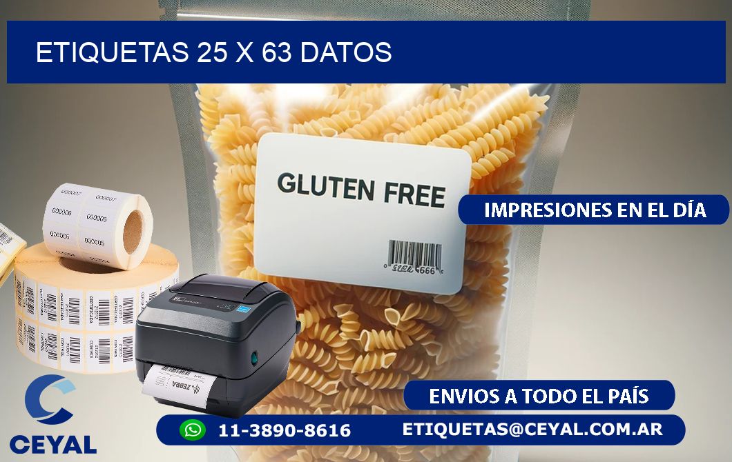 ETIQUETAS 25 x 63 DATOS