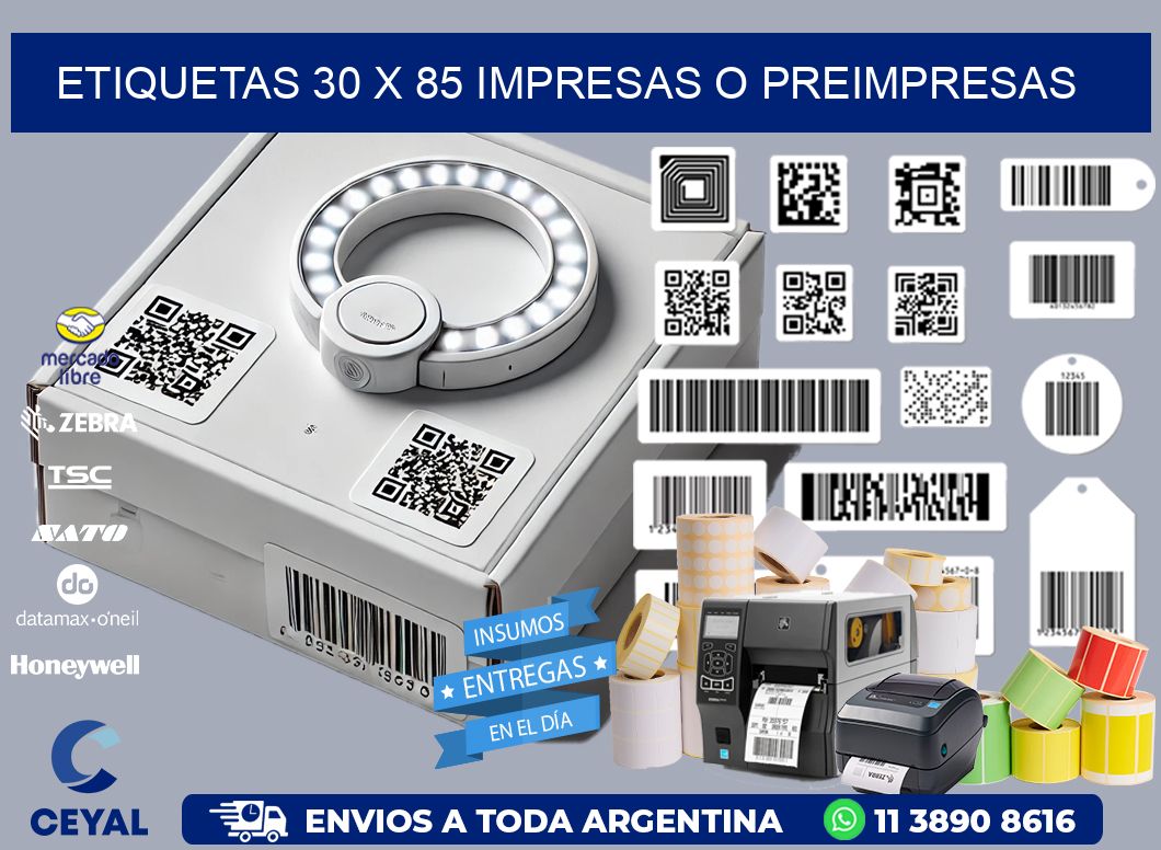 ETIQUETAS 30 x 85 IMPRESAS O PREIMPRESAS