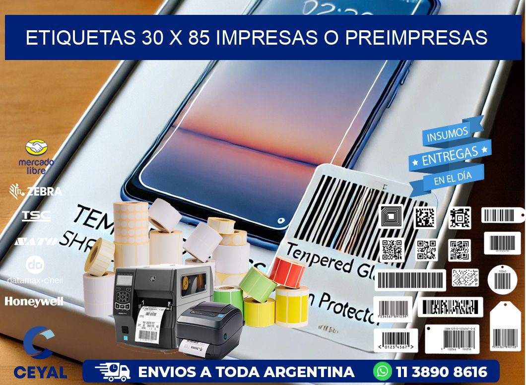 ETIQUETAS 30 x 85 IMPRESAS O PREIMPRESAS