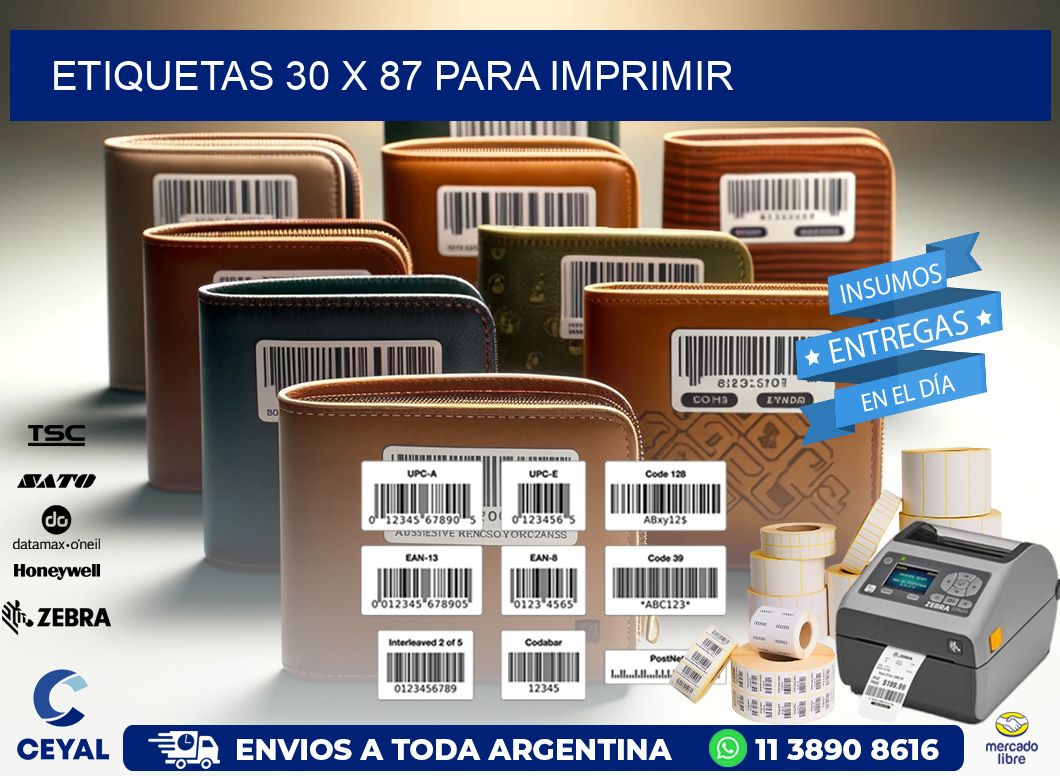 ETIQUETAS 30 x 87 PARA IMPRIMIR