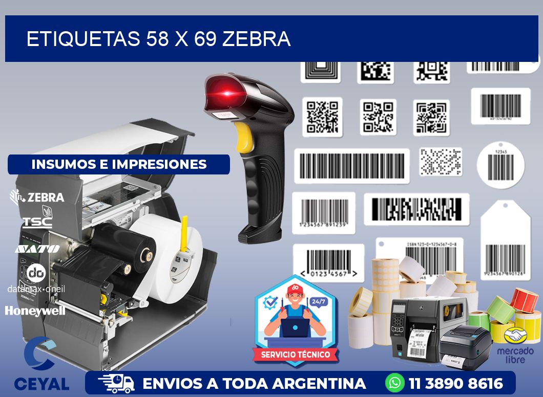 ETIQUETAS 58 x 69 ZEBRA