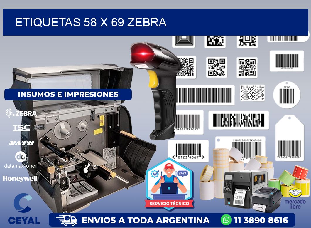 ETIQUETAS 58 x 69 ZEBRA