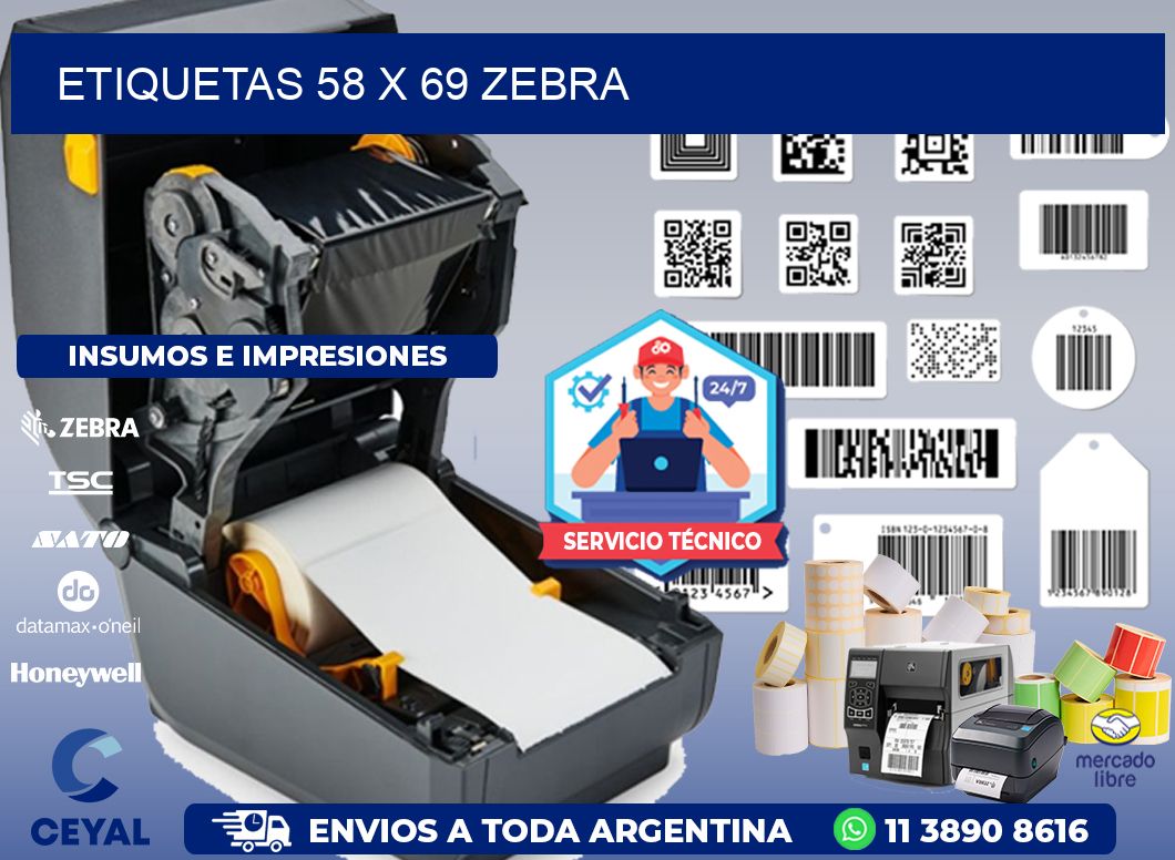 ETIQUETAS 58 x 69 ZEBRA