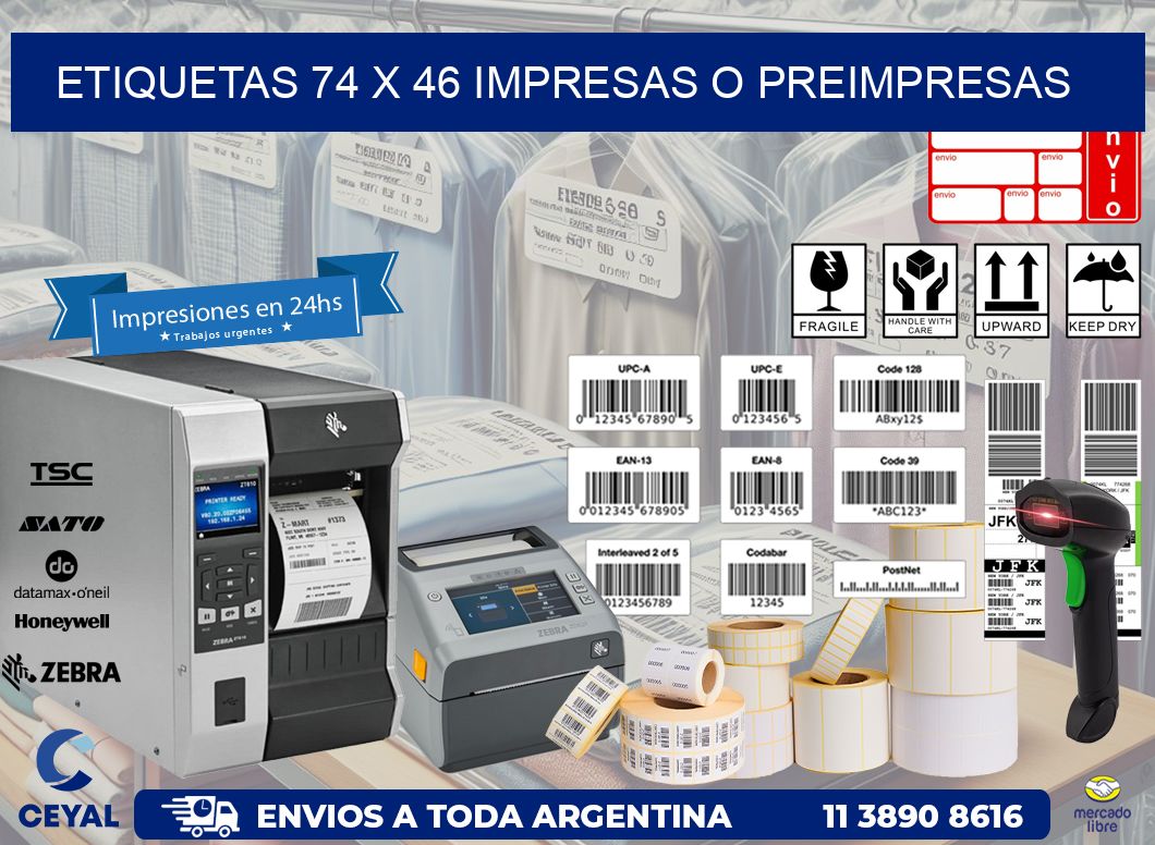 ETIQUETAS 74 x 46 IMPRESAS O PREIMPRESAS