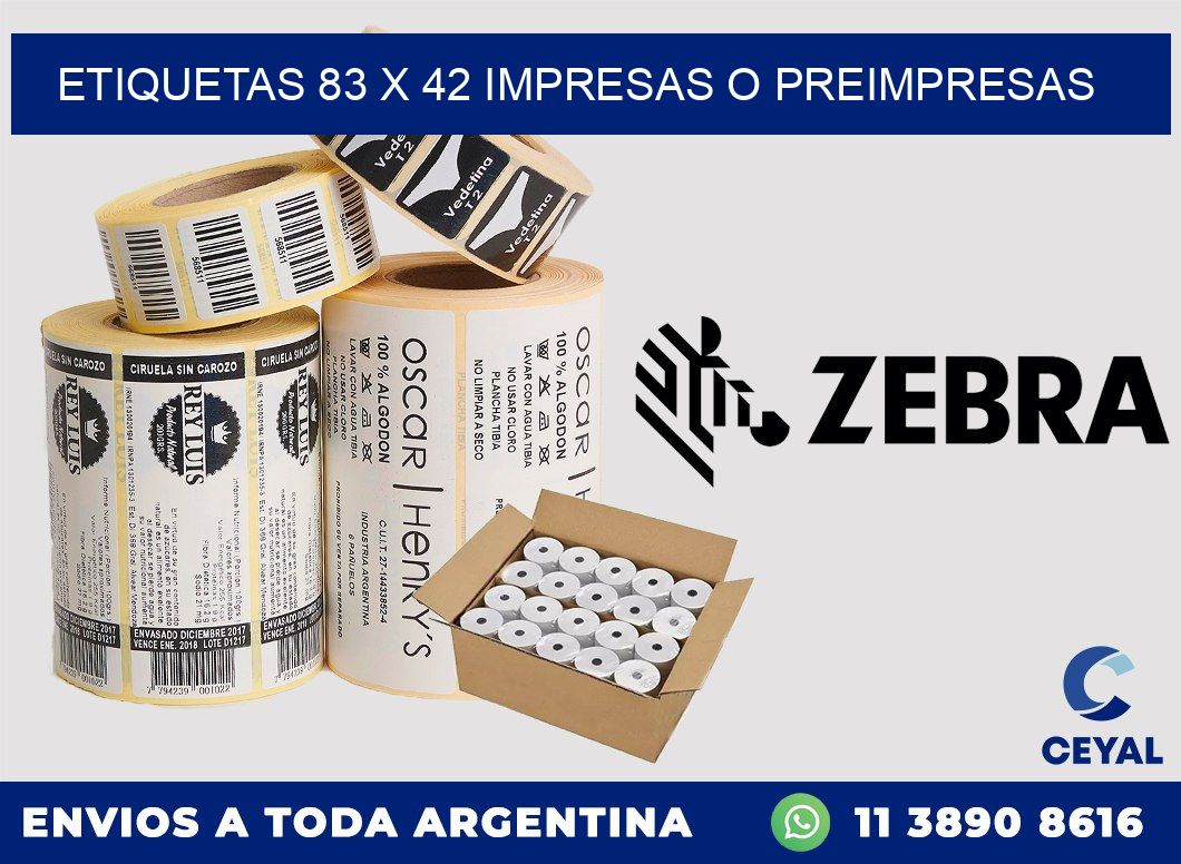 ETIQUETAS 83 x 42 IMPRESAS O PREIMPRESAS