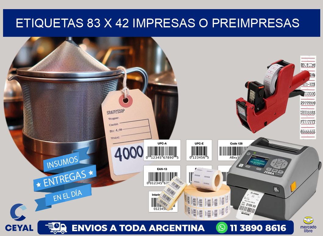 ETIQUETAS 83 x 42 IMPRESAS O PREIMPRESAS