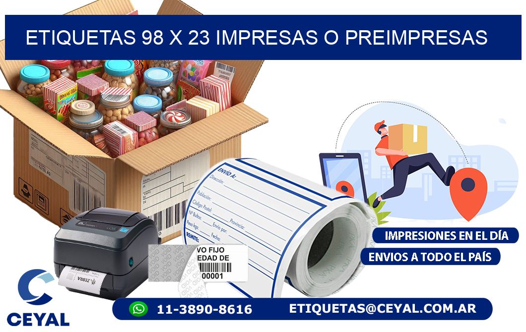 ETIQUETAS 98 x 23 IMPRESAS O PREIMPRESAS
