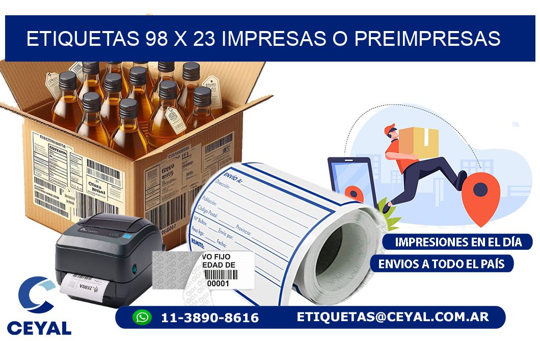 ETIQUETAS 98 x 23 IMPRESAS O PREIMPRESAS