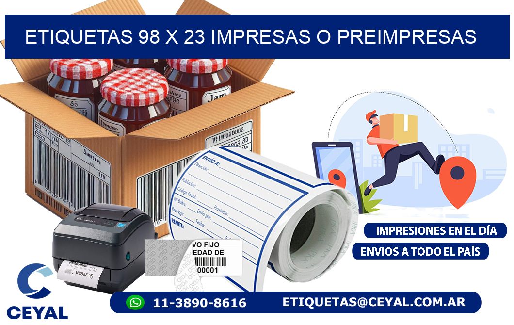 ETIQUETAS 98 x 23 IMPRESAS O PREIMPRESAS