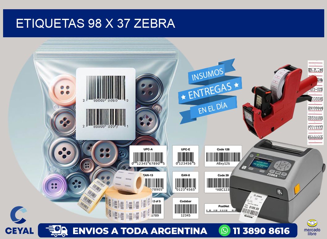 ETIQUETAS 98 x 37 ZEBRA