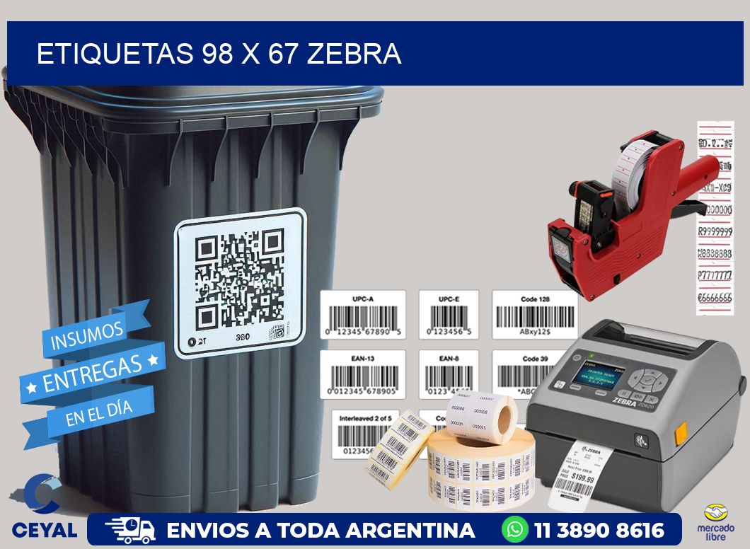 ETIQUETAS 98 x 67 ZEBRA