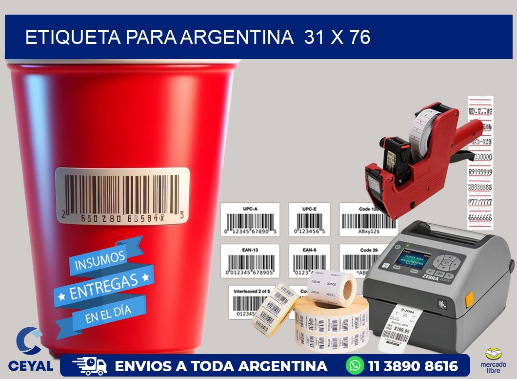 etiqueta para Argentina  31 x 76