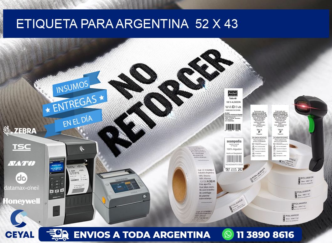 etiqueta para Argentina  52 x 43