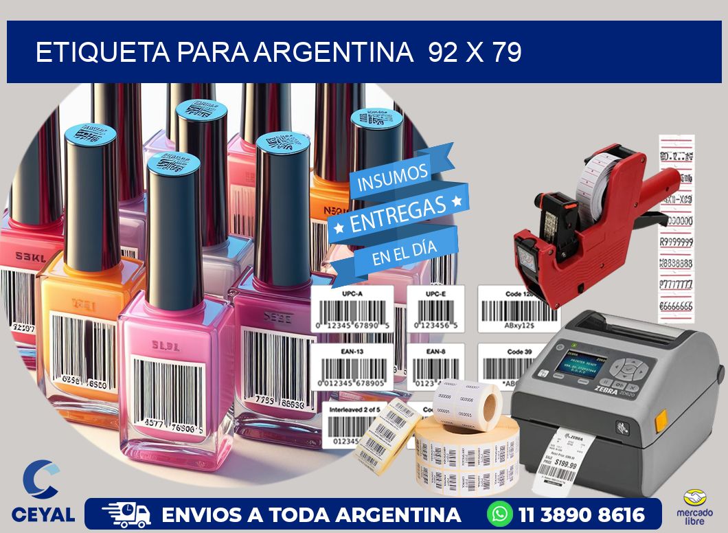 etiqueta para Argentina  92 x 79