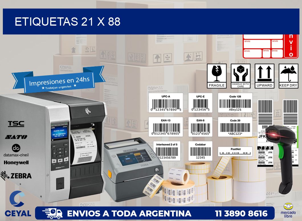 etiquetas 21 x 88