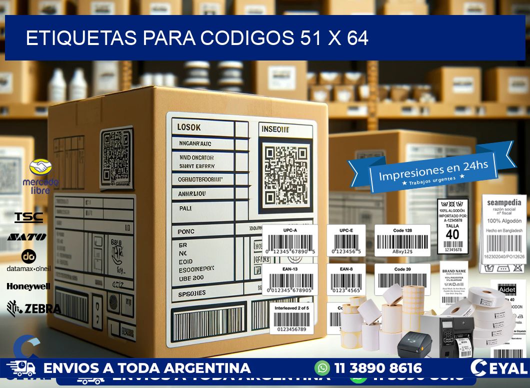 etiquetas para codigos 51 x 64