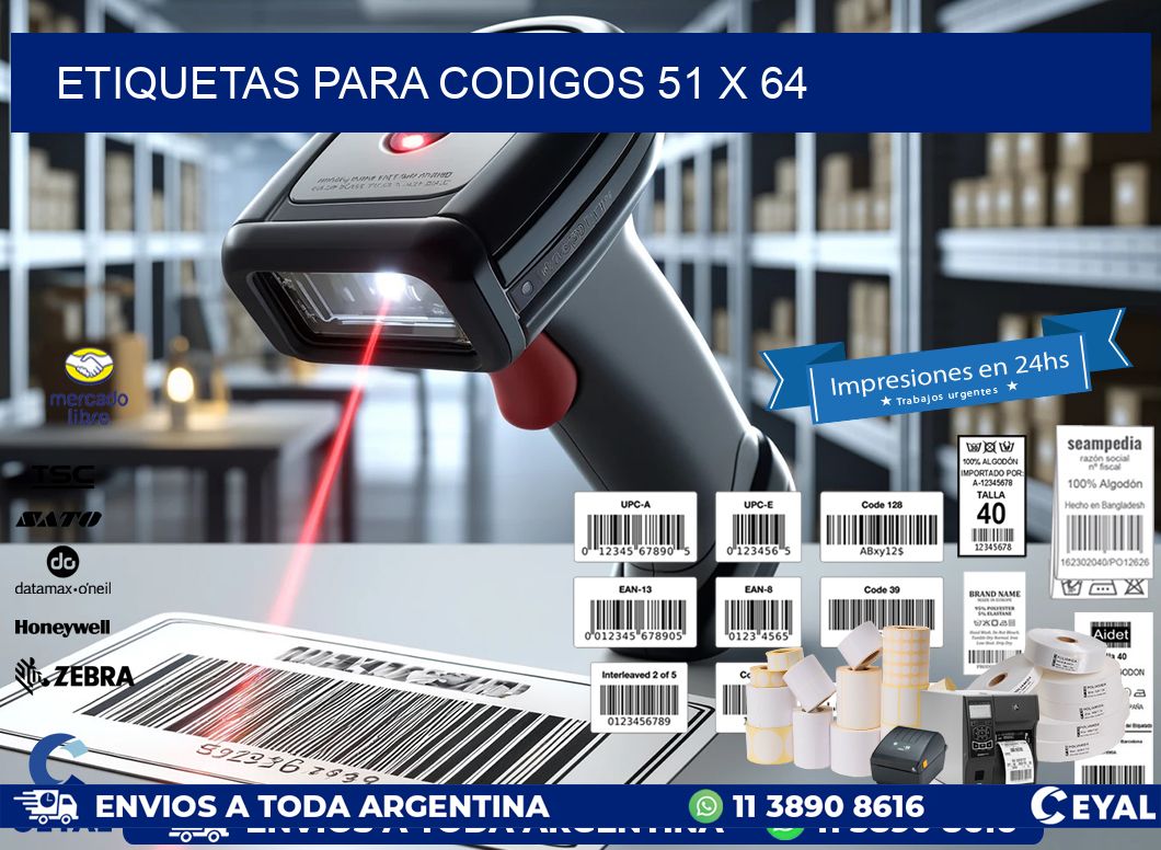 etiquetas para codigos 51 x 64