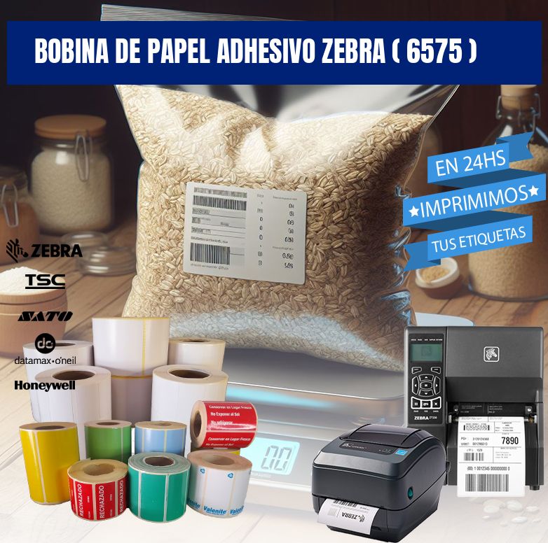BOBINA DE PAPEL ADHESIVO ZEBRA ( 6575 )