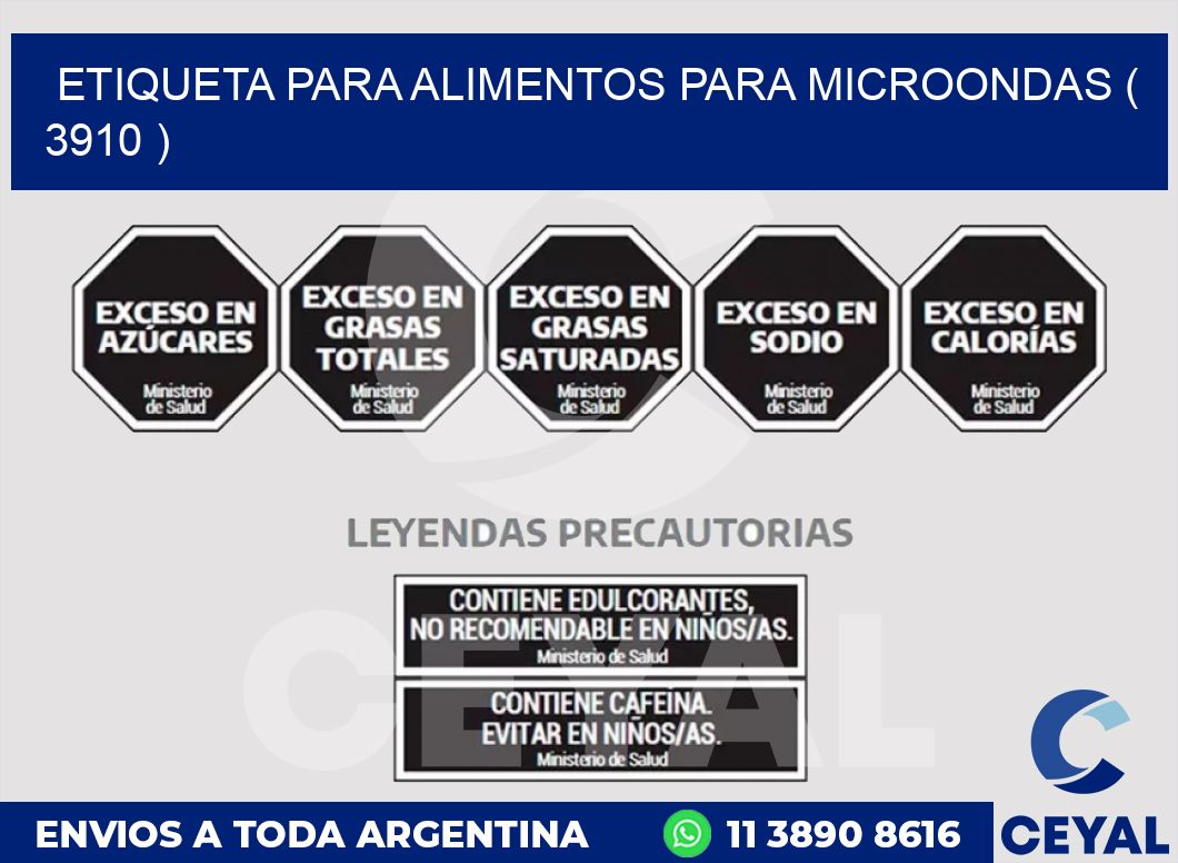 ETIQUETA PARA ALIMENTOS PARA MICROONDAS ( 3910 )