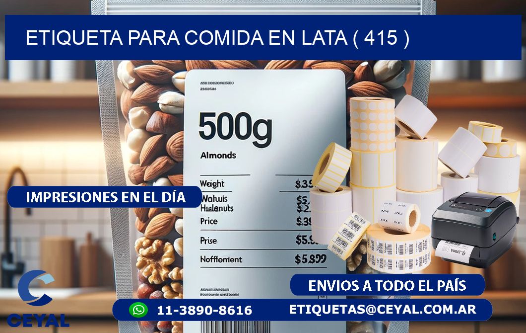 ETIQUETA PARA COMIDA EN LATA ( 415 )