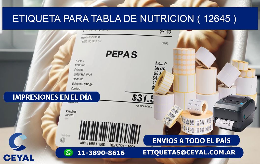 ETIQUETA PARA TABLA DE NUTRICION ( 12645 )