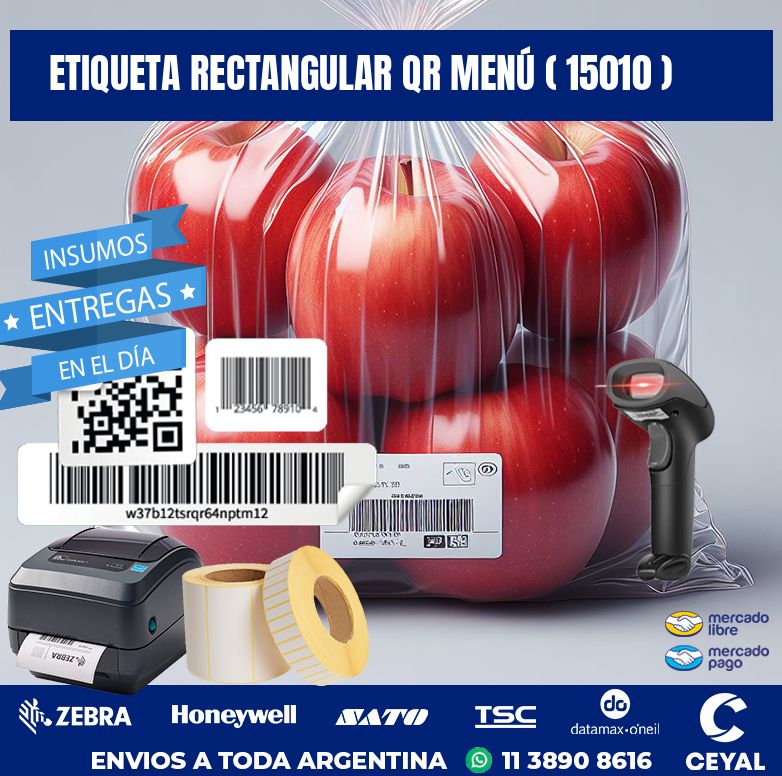 ETIQUETA RECTANGULAR QR MENÚ ( 15010 )