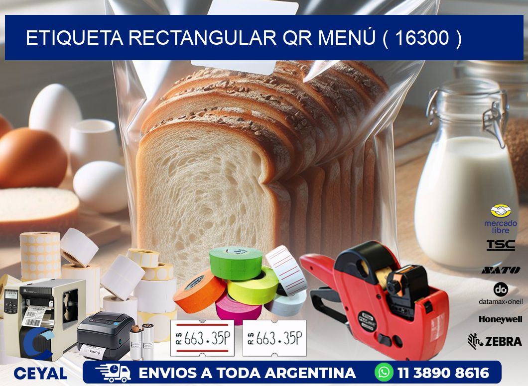 ETIQUETA RECTANGULAR QR MENÚ ( 16300 )