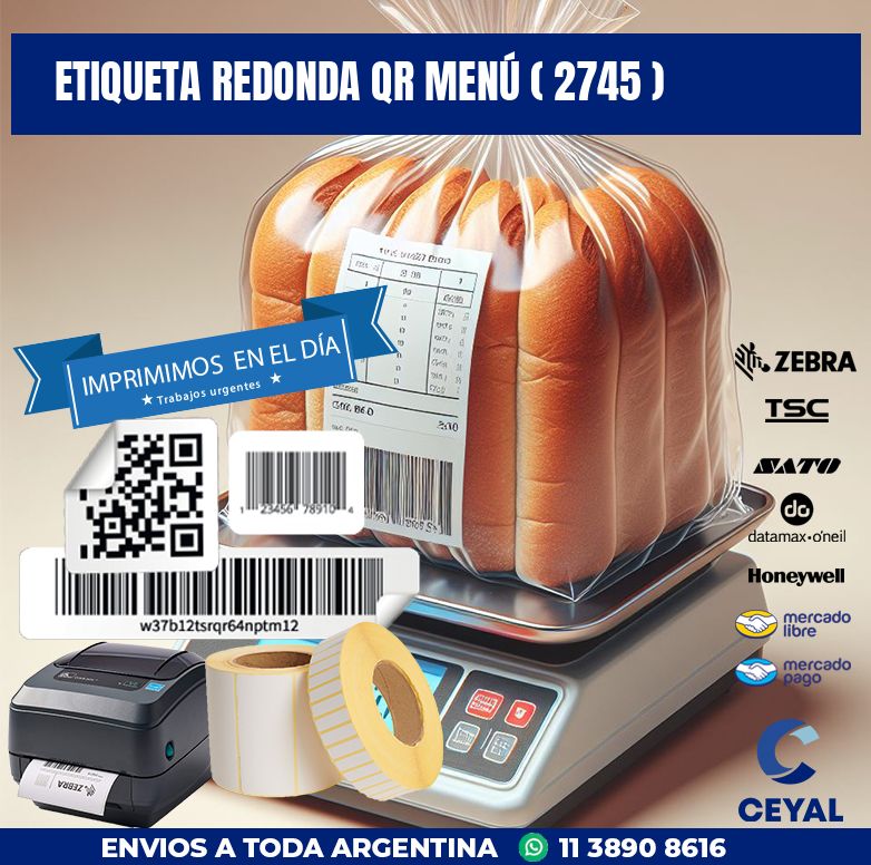 ETIQUETA REDONDA QR MENÚ ( 2745 )