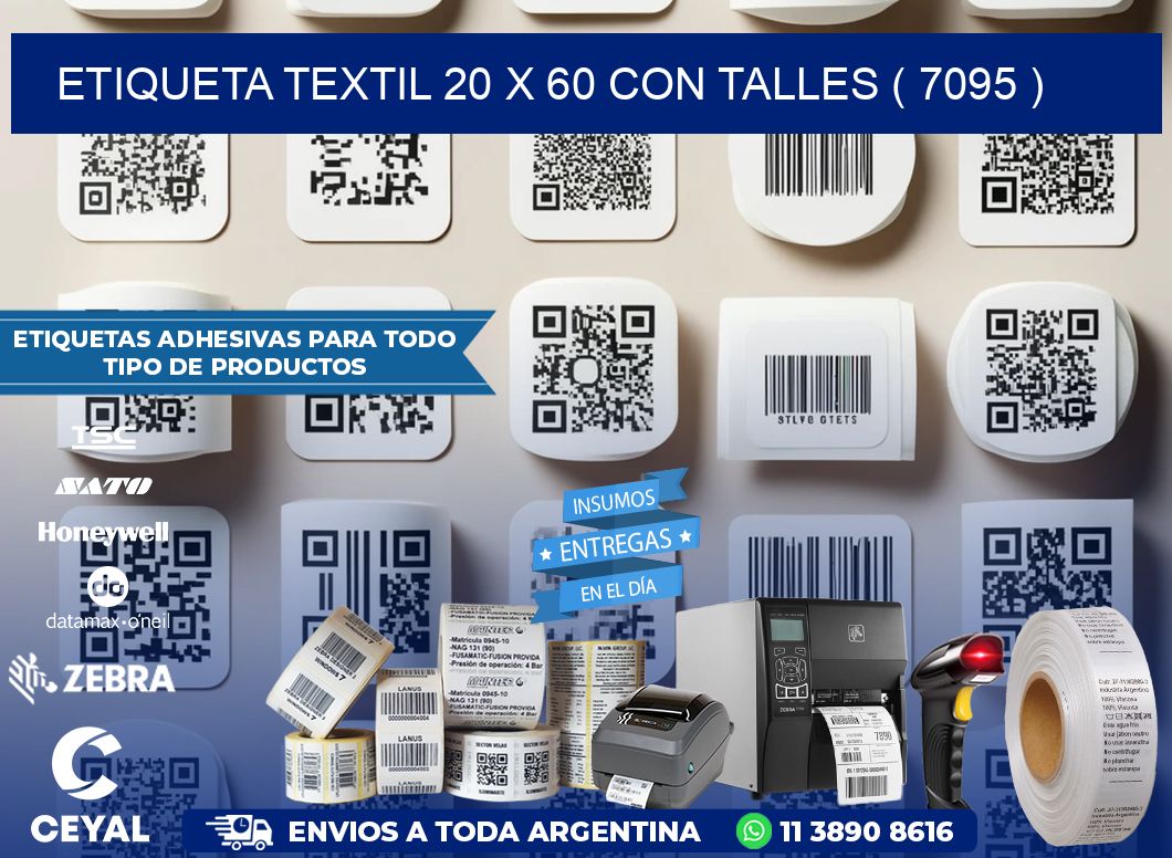 ETIQUETA TEXTIL 20 X 60 CON TALLES ( 7095 )