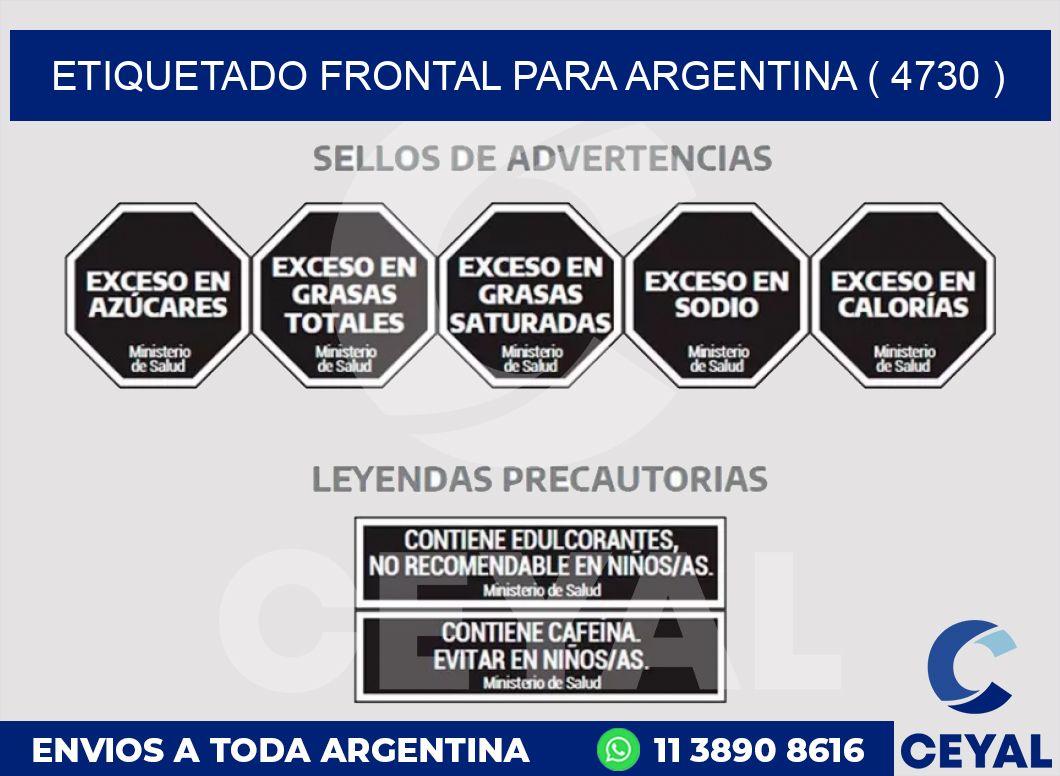 ETIQUETADO FRONTAL PARA ARGENTINA ( 4730 )
