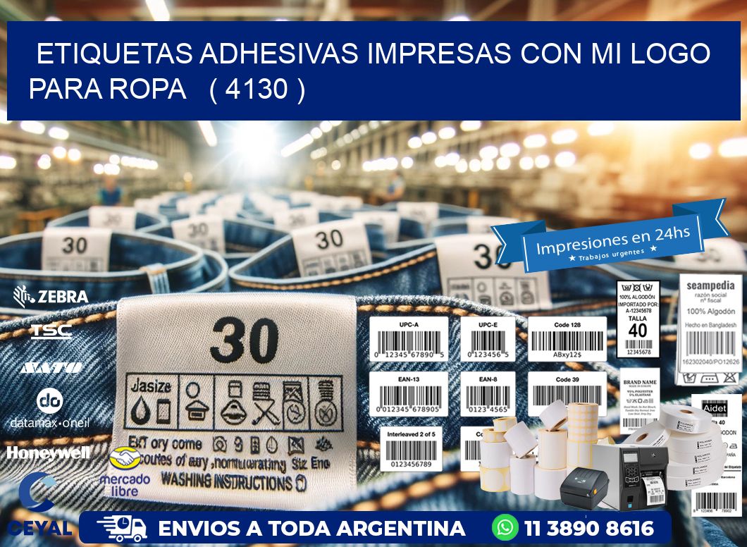 ETIQUETAS ADHESIVAS IMPRESAS CON MI LOGO PARA ROPA   ( 4130 )
